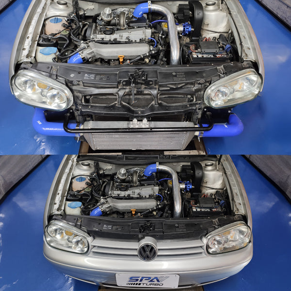 TWIN SCROLL TOP MOUNT TMA16 TURBO KIT FRONT MOUNT INTERCOOLER VW 1.8 20V TRANSVERSAL BLACK HOSES TURBO NOT INCLUDED