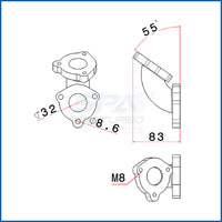 55 degree L fitting Wastegate mount for Golf IV TMW08T3N manifold