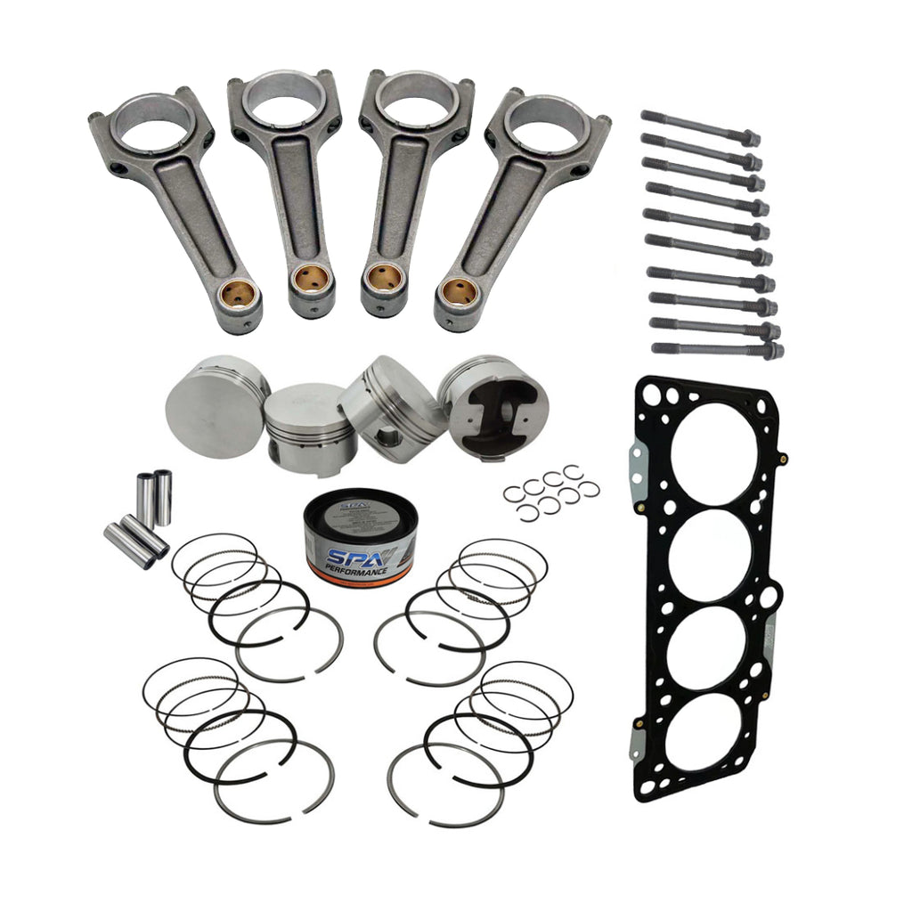 Forged flat top piston and rings set 83mm VW ABA 2.0L 8V + VW 159mm x 20mm Super A connecting rod set 3/8" bolt (1000hp) + High Compression Head Gasket - 0.5mm + 136mm head stud set