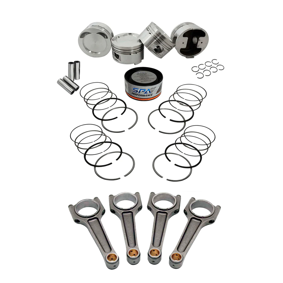 Forged piston and rings set 83.5mm VW 2.0L 16V ABF + VW 159mm x 20mm High Performance Steel Connecting Rod set 3/8" bolt (1000hp)