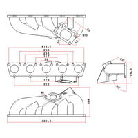 Turbo manifold, cast aluminum valve cover & intake manifold for VW 5 cyl 07K 2.5L 20v FSI T3 - Black
