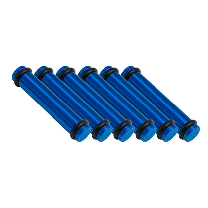 Billet EV14L (Long) Aluminum Fuel Injector Block Off - 6 units - Blue
