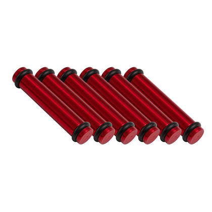Billet EV14L (Long) Aluminum Fuel Injector Block Off - 6 units - Red