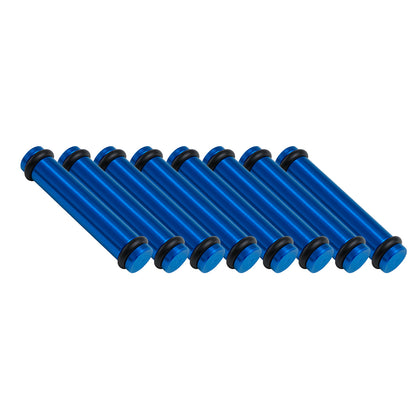 Billet EV14L (Long) Aluminum Fuel Injector Block Off - 8 units - Blue