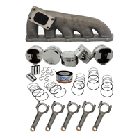 High Performance Turbo Exhaust Manifold + FORGED PISTON AND RINGS SET 82,5MM + STEEL BASIC CONNECTING ROD SET 7/16" BOLT (1000HP) for VW 5 cyl 2.5L 20v FSI T3