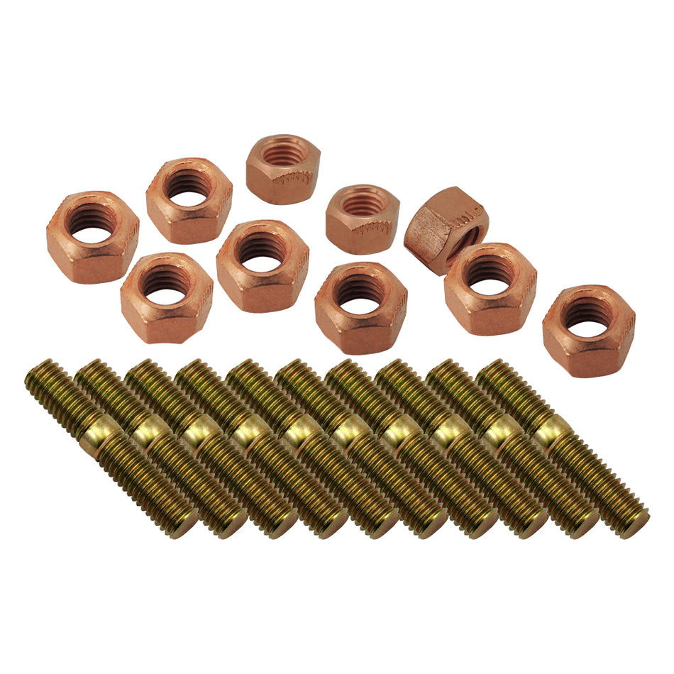 M8 x 40mm Studs + Copper-Plated M8 Nuts - 12mm hex - set of 10