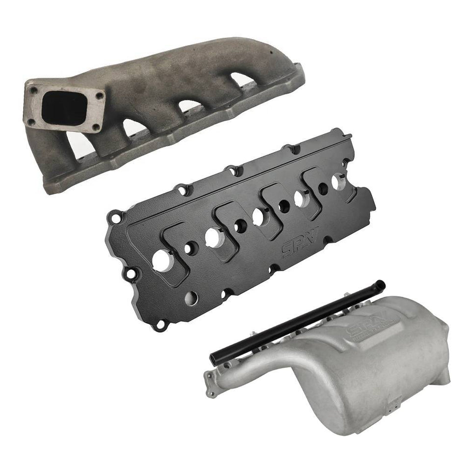 Turbo manifold, cast aluminum valve cover & intake manifold - WITH FUEL RAIL for VW 5 cyl 07K 2.5L 20v FSI T3