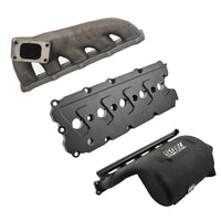 Turbo manifold, cast aluminum valve cover & intake manifold - WITH FUEL RAIL for VW 5 cyl 07K 2.5L 20v FSI T3 - Black