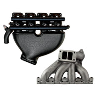 VW B5 T3 top mount turbo twin scroll manifold wastegate "i" + Cast Aluminum Intake Manifold for longitudinal with 8 injectors Fuel Rail Kit (OEM throttle) Black - PRE SALE