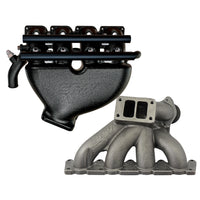 VW B5 T3 top mount turbo twin scroll manifold wastegate V-Band + Cast Aluminum Intake Manifold for longitudinal with 8 injectors Fuel Rail Kit (OEM throttle) Black - PRE SALE