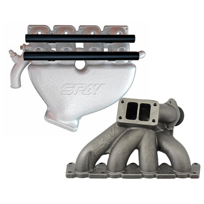 VW B5 T3 top mount turbo twin scroll manifold wastegate V-Band + Cast Aluminum Intake Manifold for longitudinal with 8 injectors Fuel Rail Kit (without throttle bolt holes) - PRE SALE