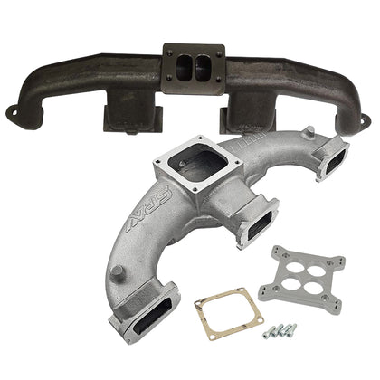 Chevy II 194 / 230 / 250 / 292 inline 6 T4 turbo manifold + INTAKE MANIFOLD for Single Quad Carb (4 barrel) - PRE SALE