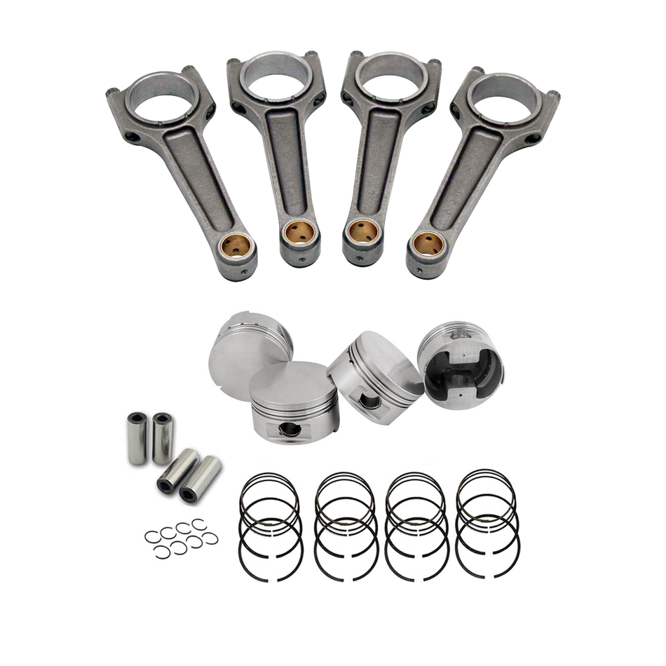Forged flat top piston and rings set 83.5mm VW ABA 2.0L 8V + VW 159mm x 20mm High Performance Steel Connecting Rod set 3/8" bolt (1000hp)