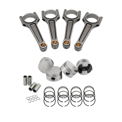 Forged flat top piston and rings set 83.5mm VW ABA 2.0L 8V + VW 159mm x 20mm High Performance Steel Basic Connecting Rod set 3/8