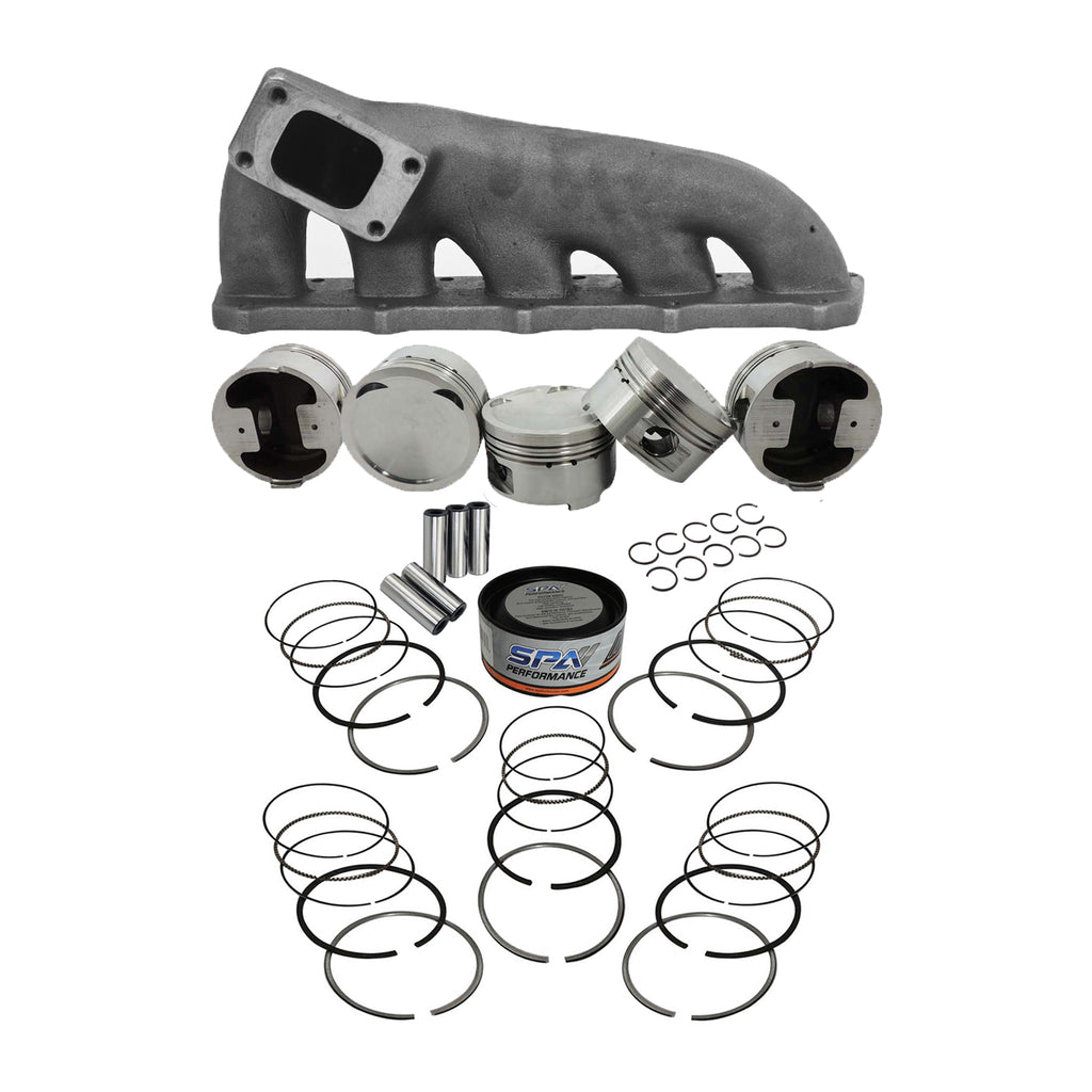 Forged piston and rings set 83mm VW 2.5L Jetta MK5 07k + High Performance Turbo Exhaust Manifold