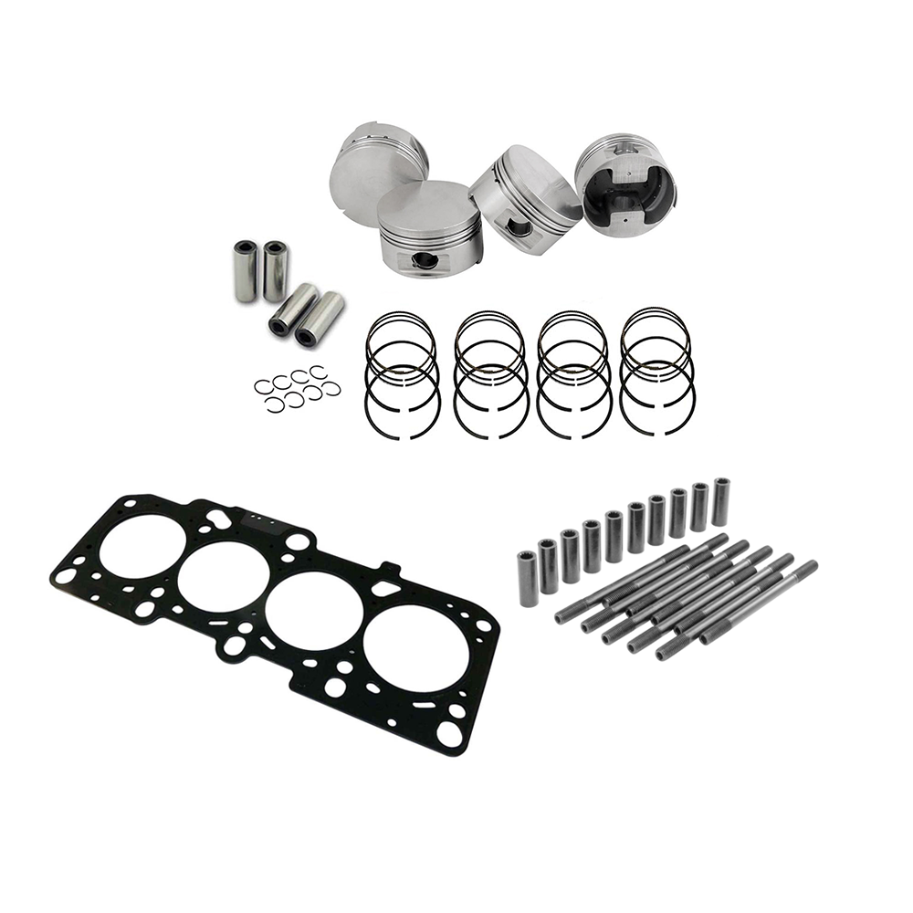 Forged flat top piston and rings set 83.5mm VW ABA 2.0L 8V + Decompression Head Gasket Spacer - 1.5mm + 136mm head stud set