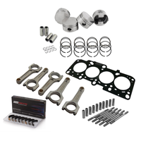 Forged flat top piston and rings set 83.5mm VW 2.0L 8V + VW 144mm x 20mm Super A connecting rod set 3/8" bolt (1000hp) + Decompression Head Gasket Spacer - 0.5mm + Head stud set + Series Rod Bearings