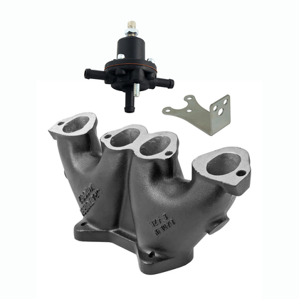 VW MKI MKII GTI 1.8L 2.0L 8v SOHC sidedraft intake manifold - Black + 0-30 PSI Fuel pressure regulator + Bracket