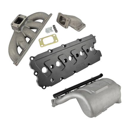 Turbo manifold, cast aluminum valve cover & intake manifold WITH FUEL RAIL for VW Jetta/Golf MK4 2.5L 5-cyl 20V 07K.