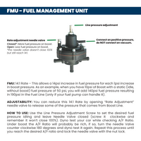 10-100 PSI Billet adjustable FMU - Silver + High Performance Automotive 9 BAR Plus 240LPH high pressure E85 E100 safe fuel pump + Bracket