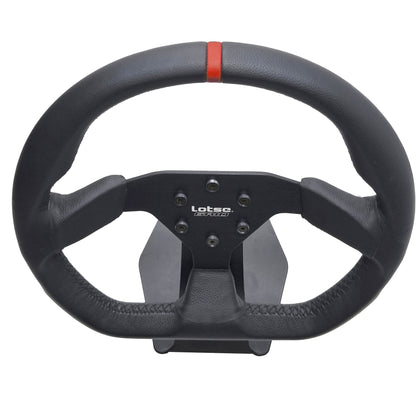 LOTSE Grid Steering Wheel - Leather / Red Stripe