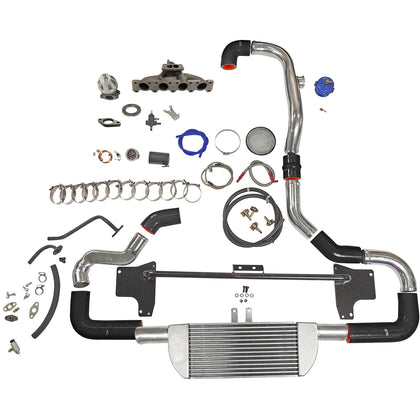 TWIN SCROLL TOP MOUNT TMA06 TURBO KIT + FRONT MOUNT INTERCOOLER VW 1.8 20V TRANSVERSAL, BLACK HOSES, TURBO NOT INCLUDED