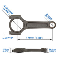 FORGED PISTON AND RINGS SET 83,5MM VW/AUDI EA113 2.0L TSI + 144MM X 20MM HIGH PERFORMANCE STEEL CONNECTING ROD SET 7/16"" BOLT (1000HP)
