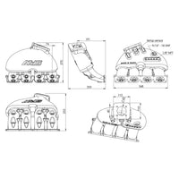VW B5 T3 top mount turbo twin scroll manifold wastegate V-Band + Cast Aluminum Intake Manifold for longitudinal with 8 injectors Fuel Rail Kit (OEM throttle) Black - PRE SALE