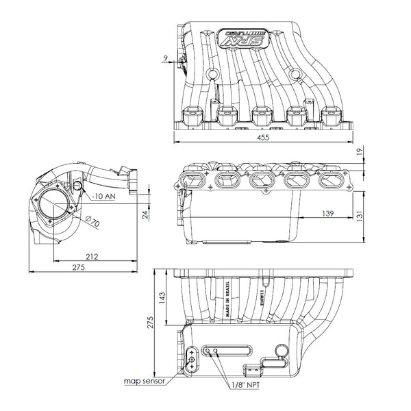 VW 2.5L 5 CYLINDER 20V 07K CAST ALUMINUM INTAKE MANIFOLD - WITH FUEL R ...