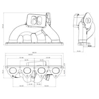 Honda D-series T3 Twin Scroll bottom mount turbo manifold