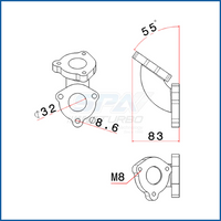 Turbo Manifold + 55 DEGREE L FITTING WASTEGATE MOUNT FOR VW MKIV 2.0 T3 Turbo