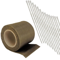 Titanium exhaust wrap 4.72in x 33ft + 15 Stainless steel zip ties