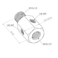 Oil sensor feed adapter Chevy 14mm