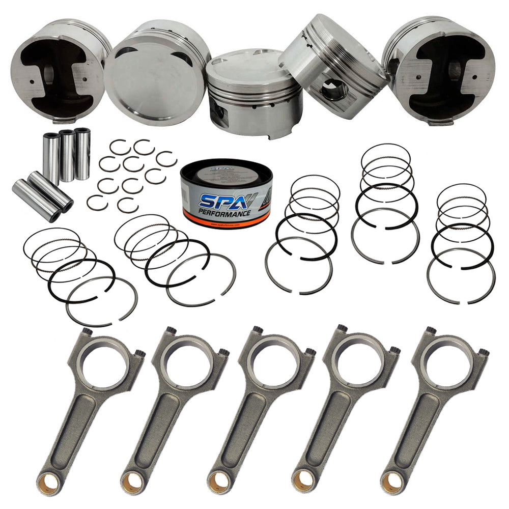 FORGED PISTON AND RINGS SET 83MM VW 2.5L JETTA MK5 5Cyl + 144MM X 20MM HIGH PERFORMANCE STEEL BASIC CONNECTING ROD SET 7/16"" BOLT (1000HP)