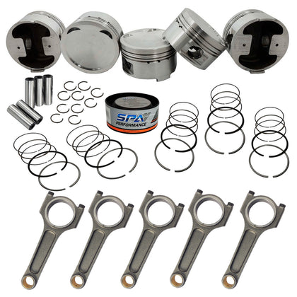FORGED PISTON AND RINGS SET 83MM VW 2.5L JETTA MK5 5Cyl + 144MM X 20MM HIGH PERFORMANCE STEEL BASIC CONNECTING ROD SET 7/16