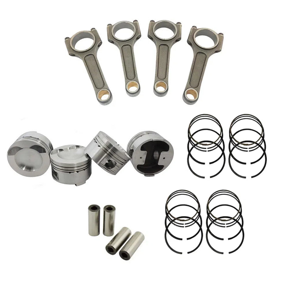 FORGED PISTON AND RINGS SET 83,5MM  VW/Audi 2.0 TSI EA888 + 144MM X 20MM HIGH PERFORMANCE STEEL CONNECTING ROD SET 3/8" BOLT (600HP)