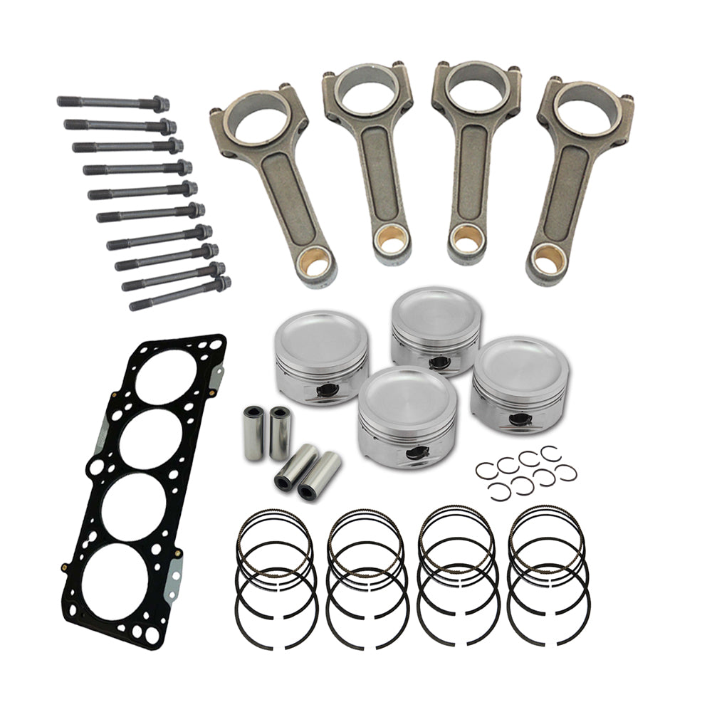 Forged piston and rings set 82.5mm VW ABA 2.0L 8V + VW 144mm x 20mm High Performance Basic Connecting Rod Set 7/16" bolt (1100hp) +Decompression Head Gasket Spacer - 1.5mm + 136mm head stud set