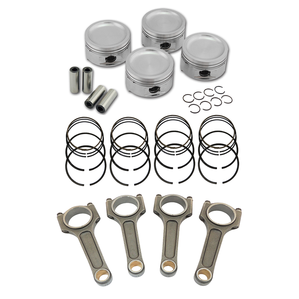 Forged piston and rings set 83mm VW ABA 2.0L 8V + VW 159mm x 20mm High Performance Basic Connecting Rod Set 7/16" bolt (1100hp)