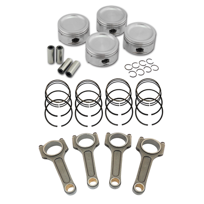 Forged piston and rings set 83.5mm VW ABA 2.0L 8V + VW 144mm x 20mm High Performance Basic Connecting Rod Set 7/16