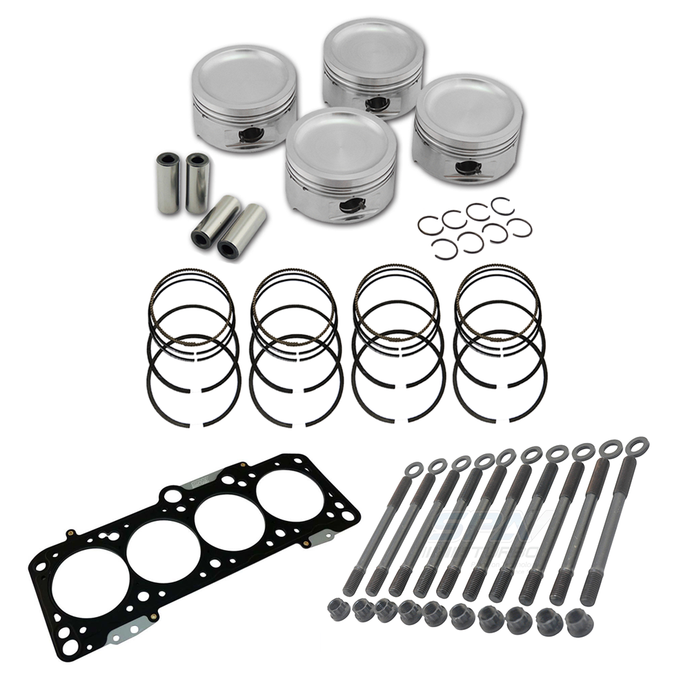 Forged piston and rings set 83mm VW ABA 2.0L 8V + Decompression Head Gasket Spacer - 1.5mm + Head stud set