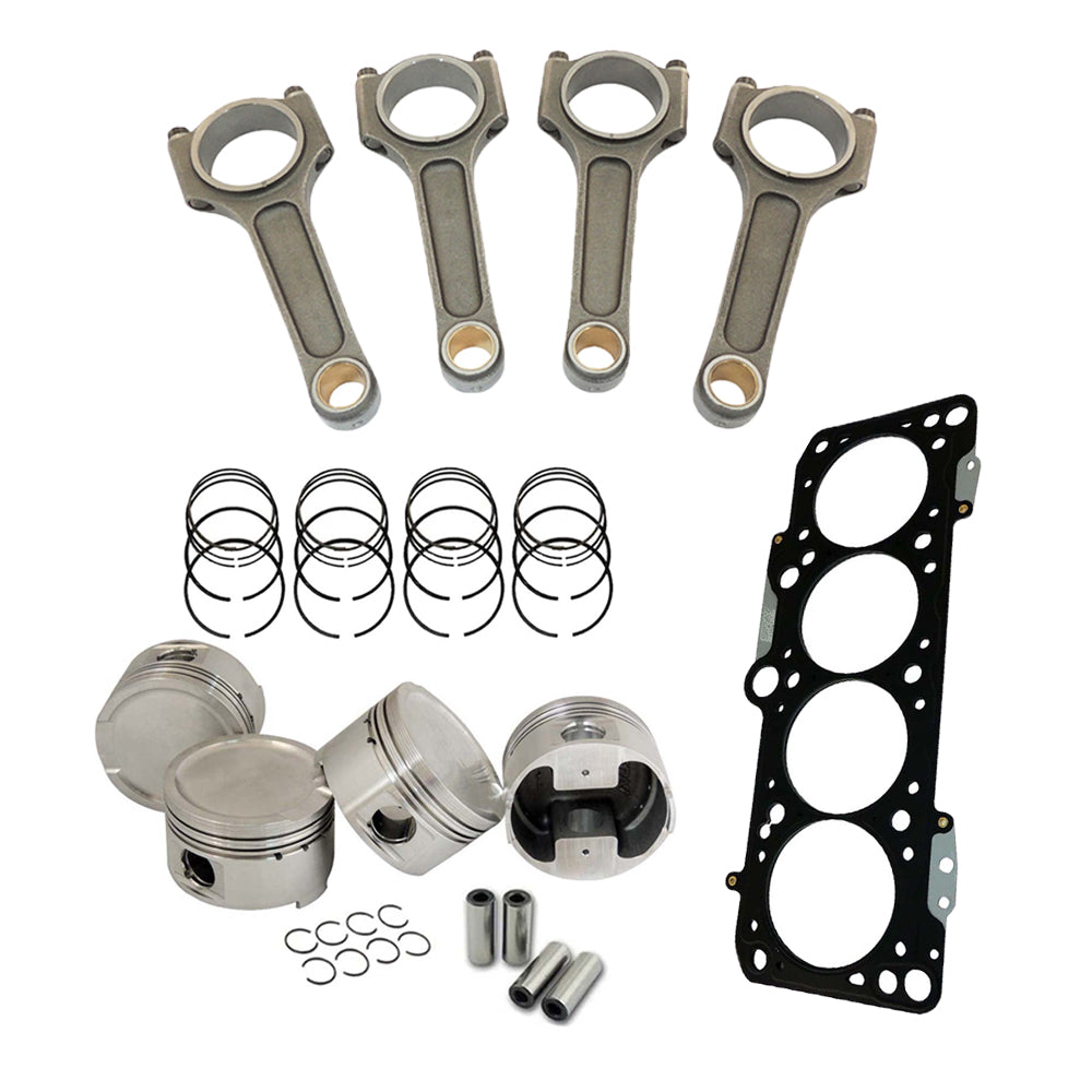 Forged piston set 82.5mm 2.0L 20V VW/AUDI + VW 144mm x 20mm High Performance Basic Connecting Rod Set 7/16" bolt (1100hp) + Decompression Head Gasket Spacer - 1.5mm