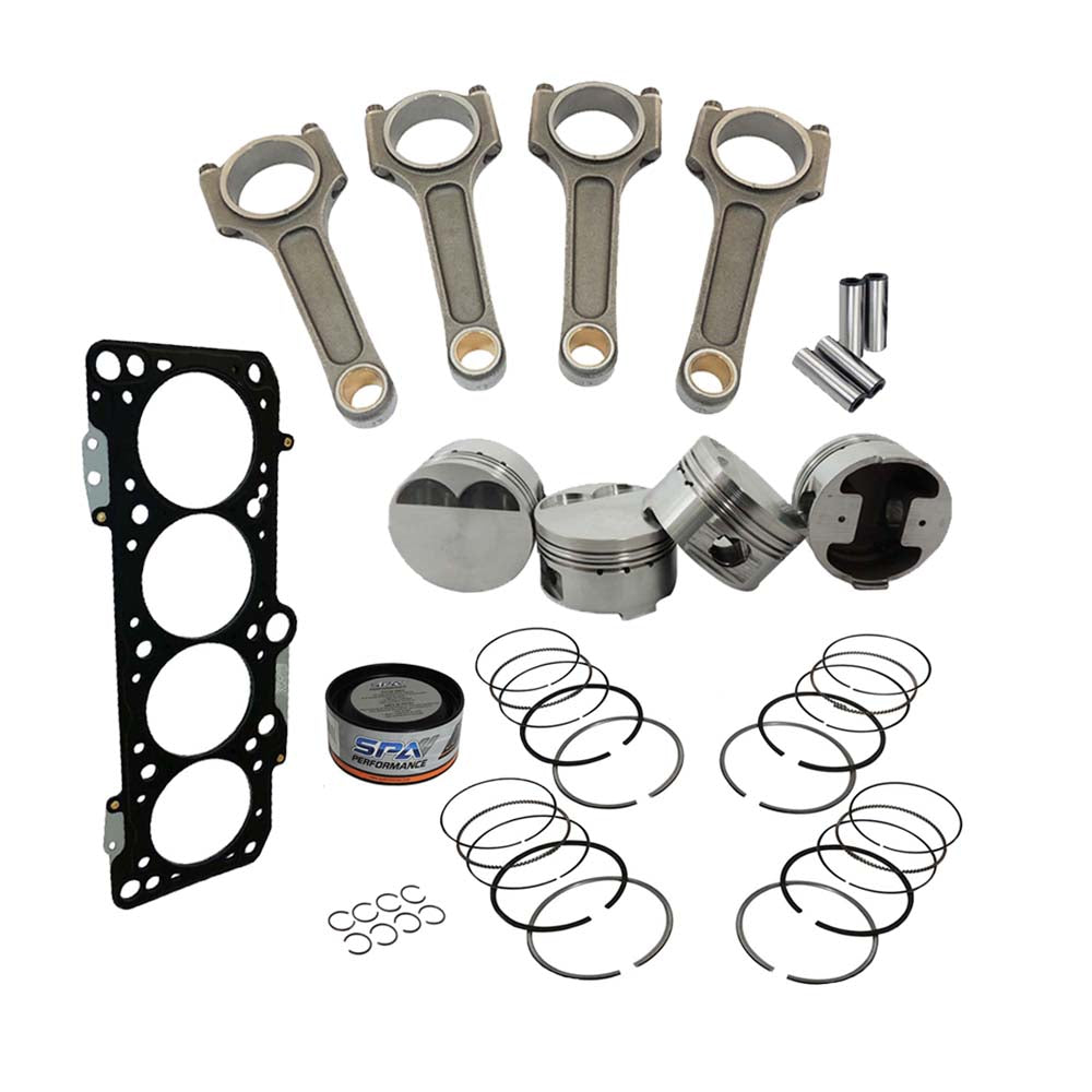 Forged piston and rings set 82.5mm VW  9A 2.0L 16V + VW 144mm x 20mm High Performance Basic Connecting Rod Set 7/16" bolt (1100hp) + Decompression Head Gasket Spacer - 1.5mm
