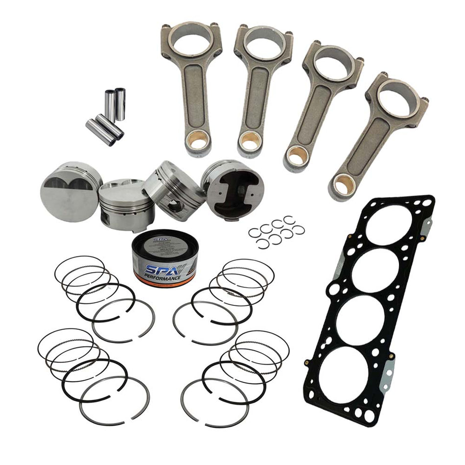 Forged piston and rings set 83mm VW 9A 2.0L 16V + VW 144mm x 20mm High Performance Connecting Rod Set 7/16" bolt (1100hp) + Decompression Head Gasket Spacer - 1.5mm