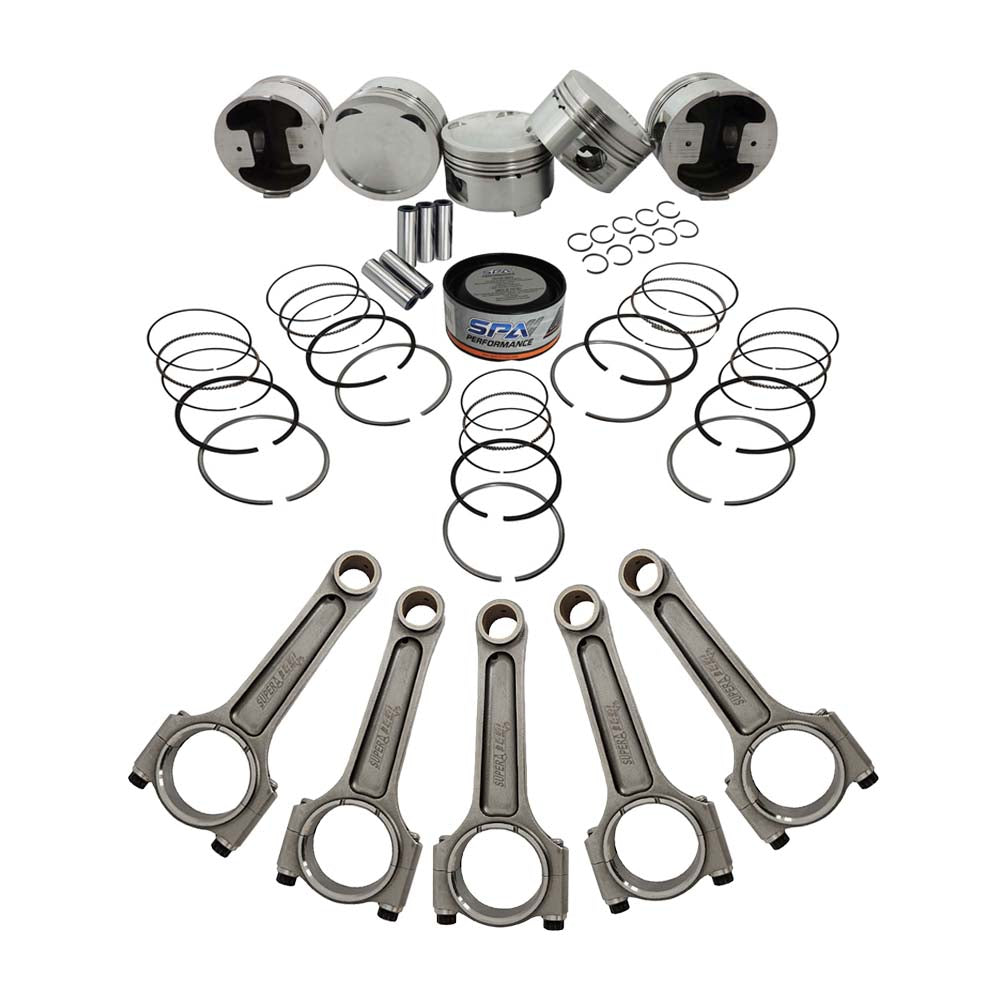 Forged piston and rings set 82,5mm VW 2.5L Jetta MK5 07k + VW 144mm x 20mm Super A connecting rod set 3/8" bolt (1000hp)