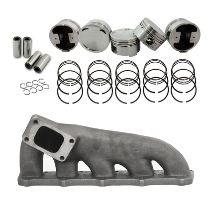 Forged piston and rings set 83.5mm VW 2.5L Jetta MK5 + T3 High Performance Turbo Exhaust Manifold