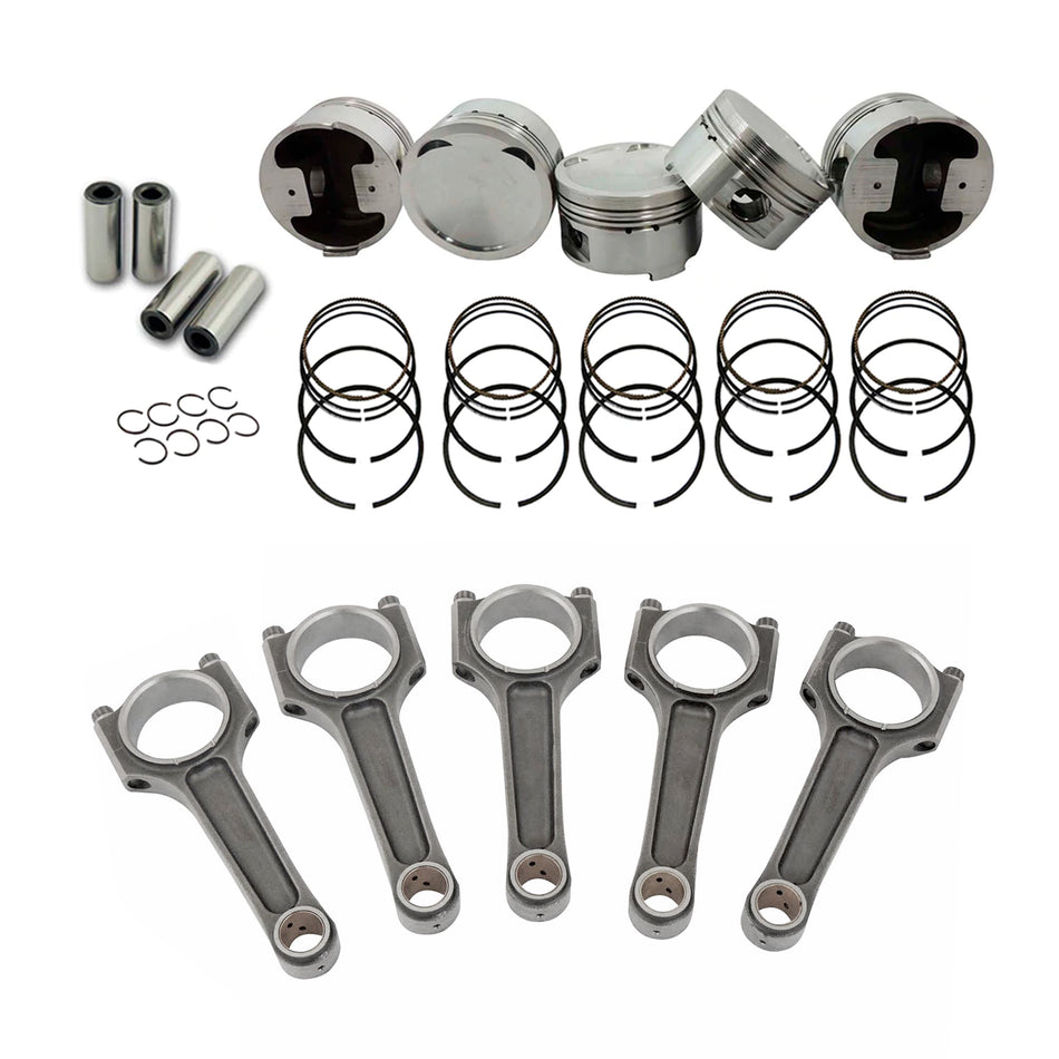 Forged piston and rings set 83.5mm VW 2.5L Jetta MK5 07k + VW 144mm x 20mm Super A connecting rod set 7/16" bolt (1000hp)