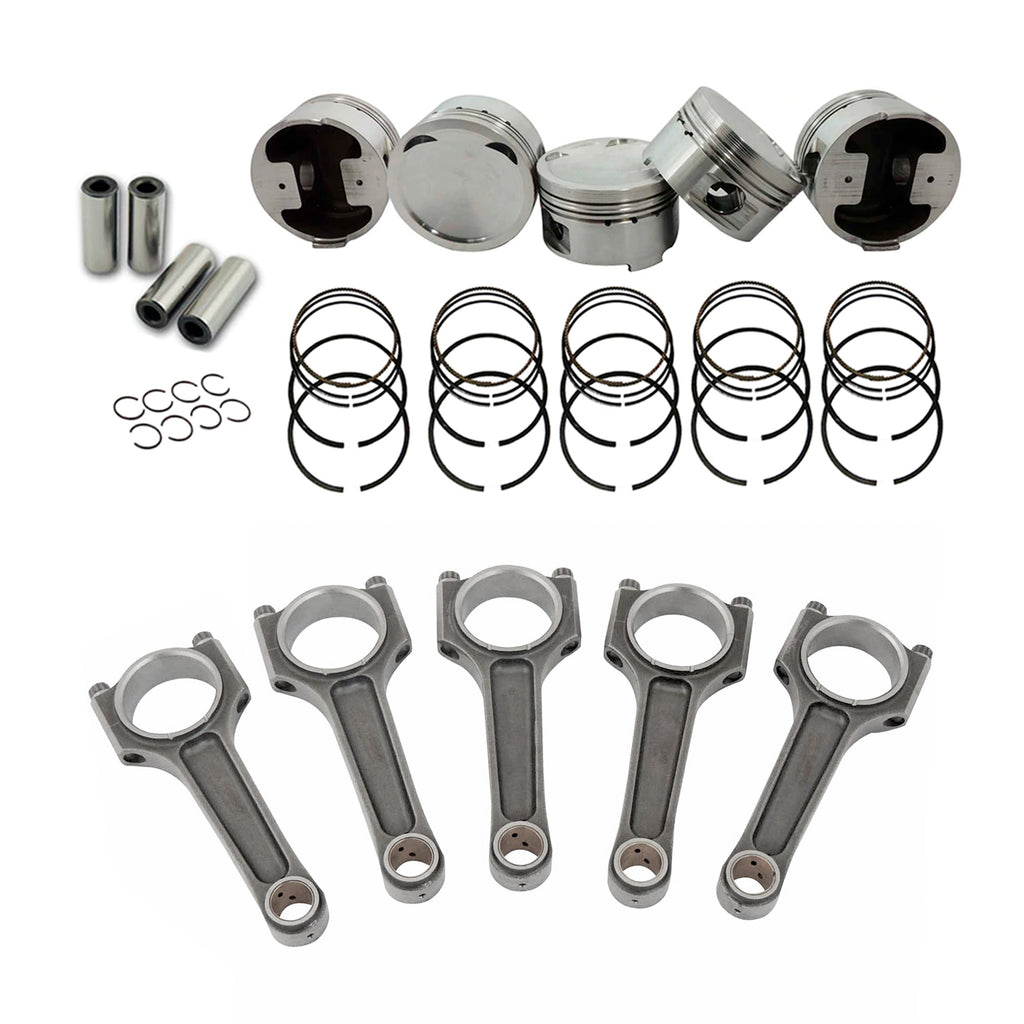 Forged piston and rings set 83.5mm VW 2.5L Jetta MK5 07k + VW 144mm x 20mm Super A connecting rod set 3/8" bolt (1000hp)