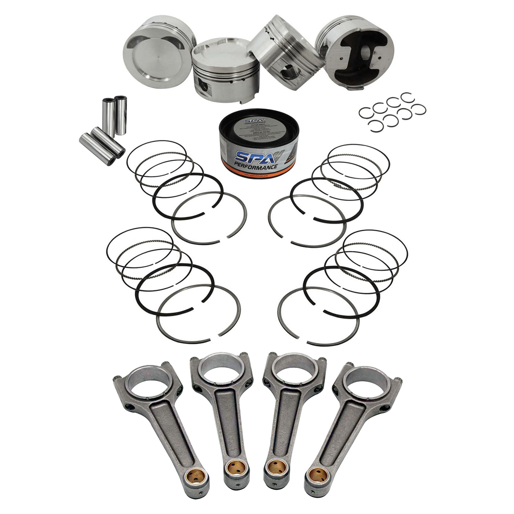 Forged piston and rings set 83mm VW 2.0L 16V ABF + VW 159mm x 20mm High Performance Steel Basic Connecting Rod set 3/8" bolt (1000hp)