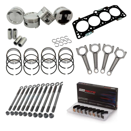 Forged piston and rings set 83mm VW 2.0L 16V ABF + VW 159mm x 20mm High Performance Steel Basic Connecting Rod set 3/8