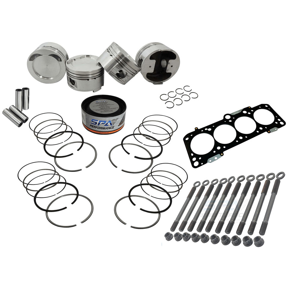 Forged piston and rings set 83.5mm VW 2.0L 16V ABF + Decompression Head Gasket Spacer - 1.5mm + Head stud set